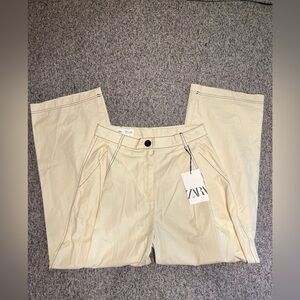 Zara Juniors Light Cream Pleated Chinos